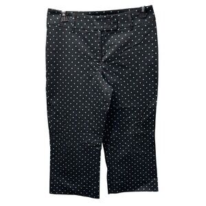 Harolds Womens Polka Dot Cropped Capri Pants Black Turquoise Stretch Size 4